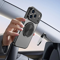 Funda Protectora con Soporte Giratorio 360 Grados y Magnética Fuerte con Tacto de Piel para iPhone 17 Pro Max