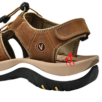 Sandales de marche pour hommes, taille EU38 à EU48, sandales de plage, cuir, bout fermé, chaussures d'été, randonnée, trekking, sports de plein air