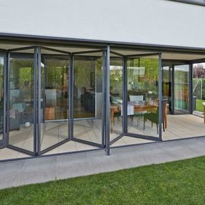 Porte pliante robuste en aluminium à double vitrage, verre de sécurité trempé pour villas de luxe, design moderne - Product Image 1