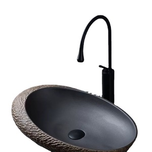 Nouveau lavabo ovale en céramique de style chinois rétro à poser sur comptoir pour salle de bain et balcon, usage domestique - Product Image 5