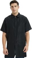 Veste de barbier personnalisable avec logo, manches courtes, lavable en machine, chemise de travail noire pour hommes, vestes de coiffeur