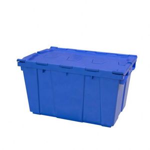 Virgin pp nesting storage Attached Lid Tote plastic turnover crate
