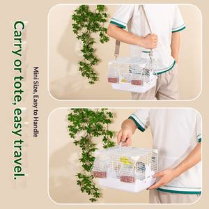 Huis- en buitengebruik, kleine metalen vogelkooi, reisbaar, draagbaar, papegaaienkooi met voederbak voor pauw, tijgerhuid. - Product Image 3