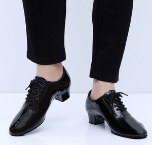 Zapatos de Baile Latino Negros para Hombre y Niño, de Cuero Suave, con Suela de Gamuza de Dos Puntos, Cómodos para Enseñanza y Entrenamiento - Product Image 4