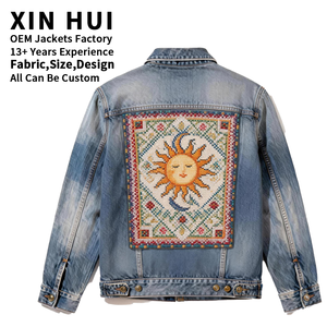 Veste en polyester brodée unisexe sur mesure, col montant, style bohème, hiver, logo sur le devant, haute qualité, vente en gros - Product Image 1