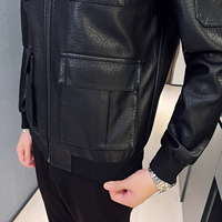 Veste en peluche rétro en gros avec logo personnalisé, automne-hiver, veste en cuir PU, veste grande taille, broderie, manteau pour hommes