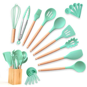 Home <strong>and</strong> <strong>Kitchen</strong> <strong>Accessories</strong> 20pcs Silicone Non Stick Cookware Sets <strong>Kitchen</strong> Utensil with <strong>Wooden</strong> Handle - Product Image 1