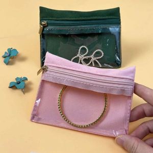 Pochette de présentation réutilisable en velours anti-rayures pour bijoux avec fenêtre transparente – Idéale pour colliers, bracelets, boucles d'oreilles et bagues - Product Image 1