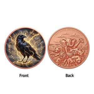 Moneda Coleccionable <span class=keywords><strong>de</strong></span> Desafío Vikinga <span class=keywords><strong>de</strong></span> Cobre Puro .999 <span class=keywords><strong>de</strong></span> 1 oz con Diseño <span class=keywords><strong>de</strong></span> Cuervo <span class=keywords><strong>de</strong></span> Odín Huginn y Muninn, Impresión UV, Mitología Nórdica, <span class=keywords><strong>Runa</strong></span> y Animal - Product Image 2