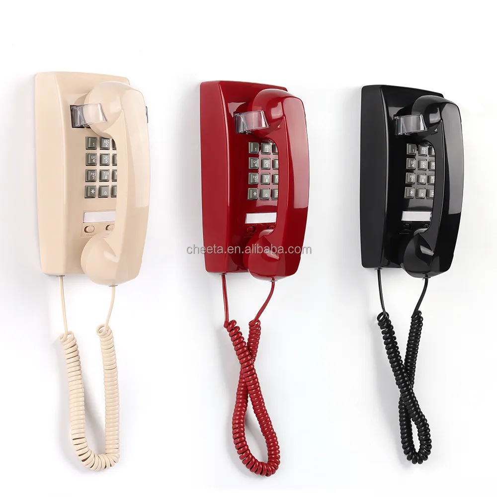 工場卸売ODM新着ホテル装飾固定電話ブラックレッドベージュコード付きウォールマウント電話セット