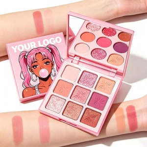 พาเลทอายแชโดว์สีชมพู 9 สี แบรนด์ส่วนตัว เนื้อแมตต์ ชิมเมอร์ กลิตเตอร์ กันน้ำ เม็ดสีแน่น - Product Image 3
