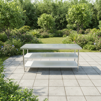 Table de travail en acier inoxydable de qualité 304, robuste, pour cuisine commerciale, plan de travail à 3 niveaux avec double étagère inférieure