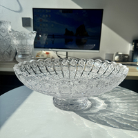 Ventes chaudes, bol à fruits en cristal artisanal, plat de rangement en verre de luxe, design contemporain, motif personnalisé, 100 pièces