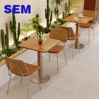 Tables et chaises en bois pour restaurants commerciaux SEM, mobilier pour cafétéria et aire de restauration, table en contreplaqué robuste et durable