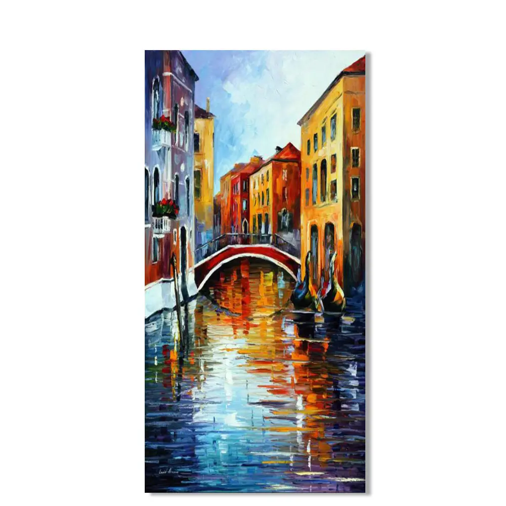 את פריז מגדל סכין ציור 100% יד צבוע בית תפאורה נוף שמן ציור על בד סכין מודרני ונציה נוף