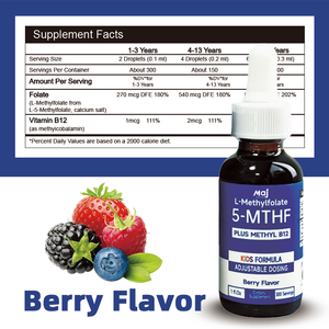 OEM <span class=keywords><strong>Mood</strong></span> L Methyl Folate vitaminleri B12 5-MTHF sıvı damla Berry lezzet destekler - Product Image 6
