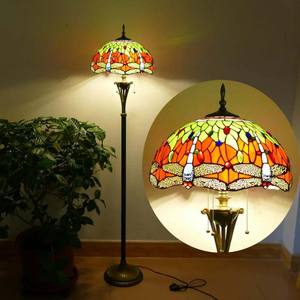 Vintage Tiffany <span class=keywords><strong>libellule</strong></span> créatif chaud verre LED lampadaires pour café chambre salon debout Vertical lampadaire - Product Image 4