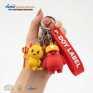 Promotional Gifts Key Chains Manufacturer Custom 3D Cartoon Logo Design Soft PVC Rubber Keychains with Wrist Strap
