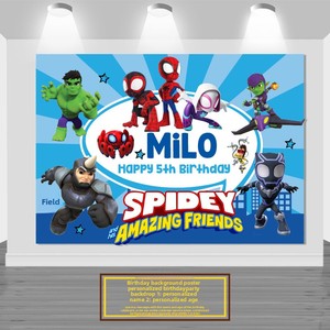 Decoraciones para Fiesta de Cumpleaños Infantil con Temática de <span class=keywords><strong>Spider</strong></span>-<span class=keywords><strong>Man</strong></span> y sus Increíbles Amigos, Banner y Fondo de Cartón KT con Impresión Digital - Product Image 3