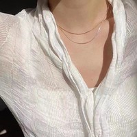 Collar de oro puro de 4 gramos para hombre y mujer, serpiente plana de 3mm, 18 K, oro sólido, cadena de espiga de 18 quilates