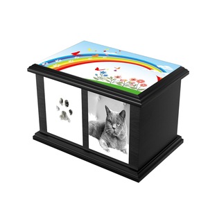 Wooden Pet Urn <b>Memorial</b> <b>Box</b> Rectangle Black Durable Pet Caskets Urns 25.4x15.7x15.5cm - Product Image 5