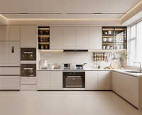 Fabricant de meubles, armoires de cuisine carrées modulaires en bois massif beige sur mesure, ensemble complet d'armoires de cuisine avec charnières, villa, appartement