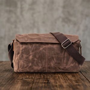 Messenger Canvas <b>Shoulder</b> <b>Bag</b> Dark Brown Adjustable Strap <b>Men's</b> Crossbody <b>Bag</b> - Product Image 3