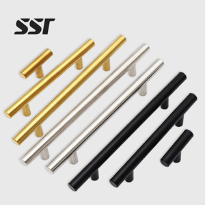Modern Bedroom Bathroom Hotel Straight Cupboard Handles <b>Knobs</b> Brushed <b>Black</b> Gold Kitchen <b>Door</b> Cabinet Pull Furniture Handles - Product Image 1