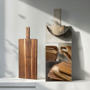 <span class=keywords><strong>Set</strong></span> di <span class=keywords><strong>Taglieri</strong></span> Creativi in Legno di Acacia, Vassoi per Pane e Bistecca in Legno Massiccio - Product Image 6