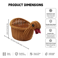 Panier de rangement en PP imitation rotin, tressé à la main en forme d'oie, organisateur décoratif pour la table et la décoration intérieure