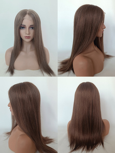 Perruque médicale pour patient atteint de cancer, cheveux humains, base en silicone sans colle, nouée à la main, effet cuir chevelu naturel, longue perruque médicale - Product Image 2