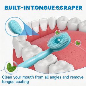 Mini <span class=keywords><strong>brosse</strong></span> à dents 5 en 1 à nano-brins pour le voyage avec dentifrice intégré et perle rafraîchissante à la menthe – Fabricant de brosses à dents en marque blanche - Product Image 3