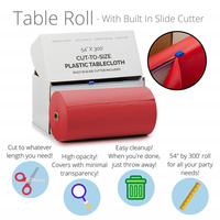 Rouleau de nappe en plastique jetable de couverture de table de fête imperméable de 54 pouces x 108 pieds avec coupe-glissière pour Tables rondes rectangulaires