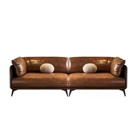 Canapé en Cuir Italien Personnalisé, Ensemble de Luxe Minimaliste 3-4 Places, pour Hôtel ou Salon, Ameublement Complet