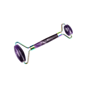 2020 Venta caliente, cuidado de la <span class=keywords><strong>Piel</strong></span> púrpura de cristal de amatista de Guasha conjunto Jade rodillo para la cara - Product Image 3
