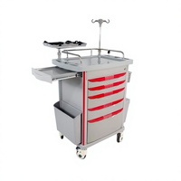 Chariot médical d'urgence moderne à roulettes, chariot d'hôpital en alliage d'aluminium, station de rangement multi-tiroirs pour clinique