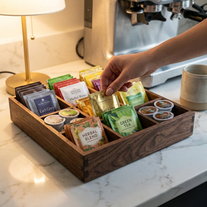 Organizador de Cápsulas de Té y Café de Nogal Negro Sólido con 12 Ranuras, Bandeja de Gran Capacidad para Estación de Café en Casa - Product Image 2