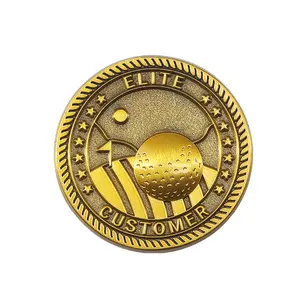 Moeda de lembrança 3d de desafio de golfe banhada a ouro antiga, logotipo personalizado, formato redondo, árabe, Palestina, 27 mm, minúscula e pequena, com baixo MOQ