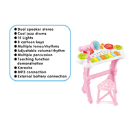 Batterie de percussions 8 touches, instrument de musique, jouet de batterie et de piano pour enfants avec microphone, jouets d'instruments de musique pour enfants, chaise incluse