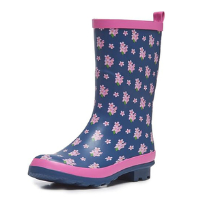 Hot <strong>Sale</strong> Women's Winter Tall Knee-High Waterproof Rubber Rain <strong>Boots</strong> Adult Navy Solid Pink Floral <strong>Wellington</strong> <strong>Boots</strong> - Product Image 3