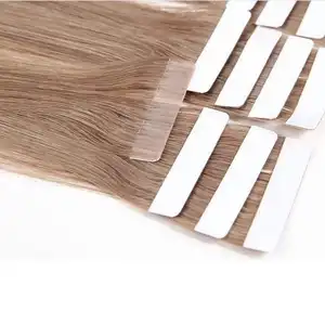 Venta al por mayor precio de fábrica doble dibujado ruso 100 cinta de cabello humano en paquetes de cabello 12a grado cinta cruda en extensiones de cabello