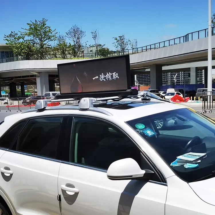 Shenzhen Taxi-Oberdachung LED-Werbeanzeigebildschirm im Außenbereich Autodach hochauflösender Monitor Dachschild doppelseitiger Bildschirm