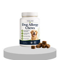 Friandises à mâcher pour chiens contre les allergies, marque privée OEM, avec probiotiques et curcuma, pour soulager les démangeaisons, favoriser la santé de la peau et du pelage, et renforcer l'immunité des chiens.