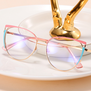 MS 81136 Women's New Vintage Fashion Cat Eye Metal Eyeglasses Frame Blue <strong>Shielding</strong> Computer <strong>Glasses</strong> Cute and Stylish - Product Image 1