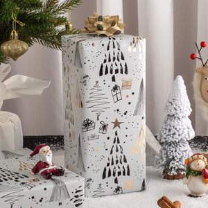 MAYPLUSS Christmas Gift <b>Wrapping</b> <b>Paper</b> 17 Inch X 33 Feet Minimalist Tree Snowy Star Metallic Foil Eco Friendly - Product Image 6