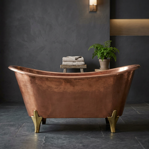 Bañera Clásica Ovalada Portátil de Cobre Antiguo con Patas de Gato para Baño en Casa - Artesanía India - Product Image 3
