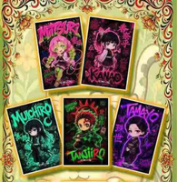 Nouvelles cartes de jeu de société Demon Slayer, cartes à collectionner format A6, personnages d'anime, jeu de cartes DS, cadeau pour enfants