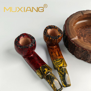 Muxiang Handmade Solid Wood Tobacco Pipe Straight Type Briarwood Sandalwood With Vulcanized Mouthpiece For Men - Product Image 5
