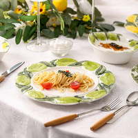 Luxe vintage stijl decoratieve dinerborden met citroenthema, keramische fruitbord voor bruiloften, thuisdiners en feesten