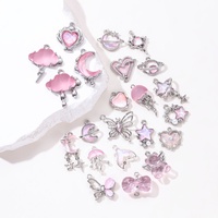 Pendentif breloque émaillé rose Y2K Série Nuage Lune Papillon pour la fabrication de bijoux faits main DIY (colliers, bracelets) Modèle M05